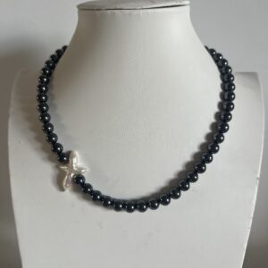 Haematite Necklace with Kiss Pearl