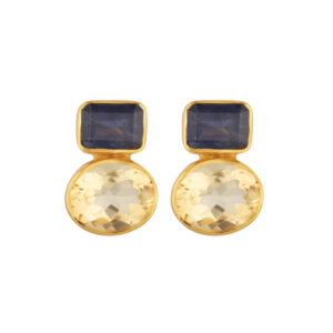 Cara Earrings - Iolite and Citrine Gold