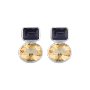 Cara Earrings - Iolite and Citrine Silver