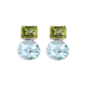 Cara Earrings - Peridot and Blue Topaz Silver