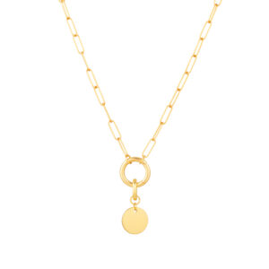 Charm Ring Necklace with Disc Charm - Gold