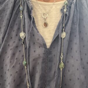 Moonlight mixed stones Necklace - Long / Silver
