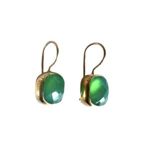 Cushion Cut Twin Earrings - Green Onyx