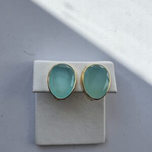 Pebble earrings - Aqua Chalcedony / Gold