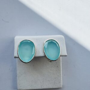 Pebble earrings - Aqua Chalcedony /Silver