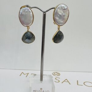 Pearl drop Earrings  - Labradorite