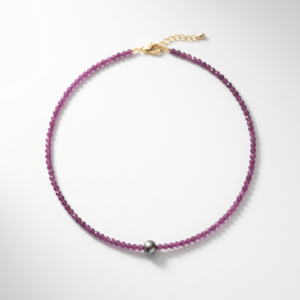 Solea Ruby Necklace - Black pearl