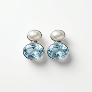 Aria Pearl and Blue Topaz Earrring - Silver